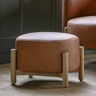 Ezra leather footstool