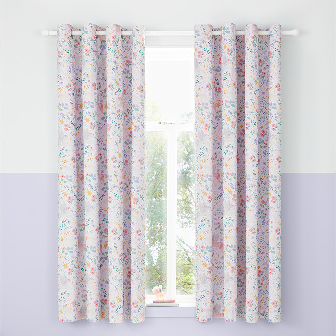 Fairytale unicorn eyelet curtains on wall image 2