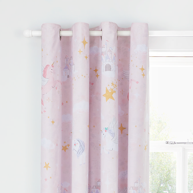 Fairytale unicorn eyelet curtains on wall image 3