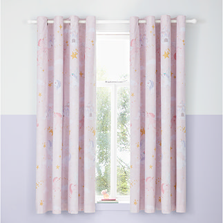 Fairytale unicorn eyelet curtains on wall image 1