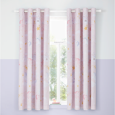 Fairytale unicorn eyelet curtains on wall image 2