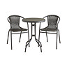 image cut out on white background of black steel and wicker bistro set