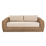 front on image cut out on white background of 2 seater cream cushioned sofa for garden