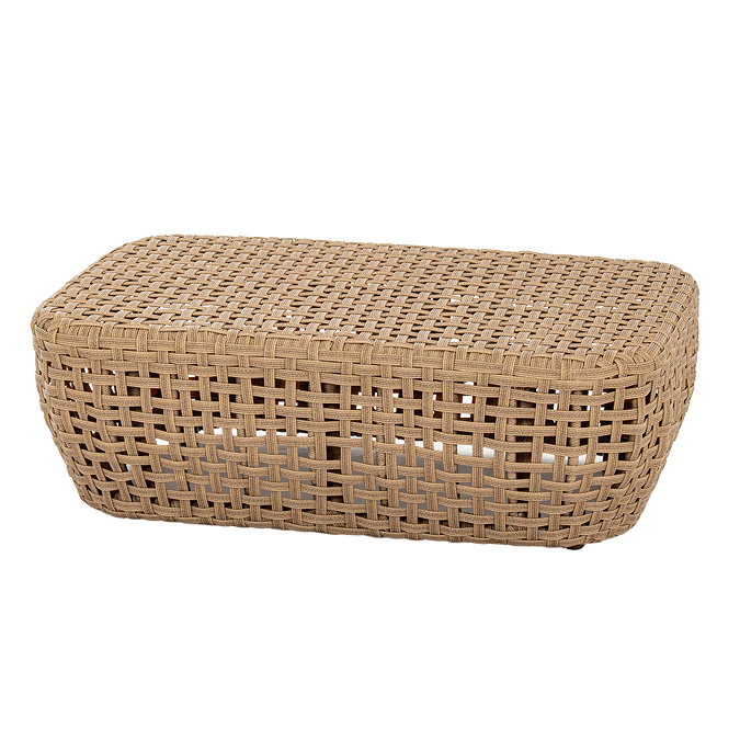 image cut out on white background of brown wicker base of garden footstool