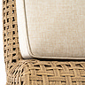 close up image of light brown fabric of garden armchair