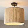 seagrass ceiling light with natural shade and black metal fixture