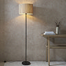 image of woven seagrass lamp with black steel base