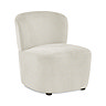 image cut out on white background of cream upholstered accent chair with deep seat