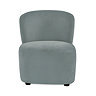 image cut out on white background of blue chenille accent chair with deep seat