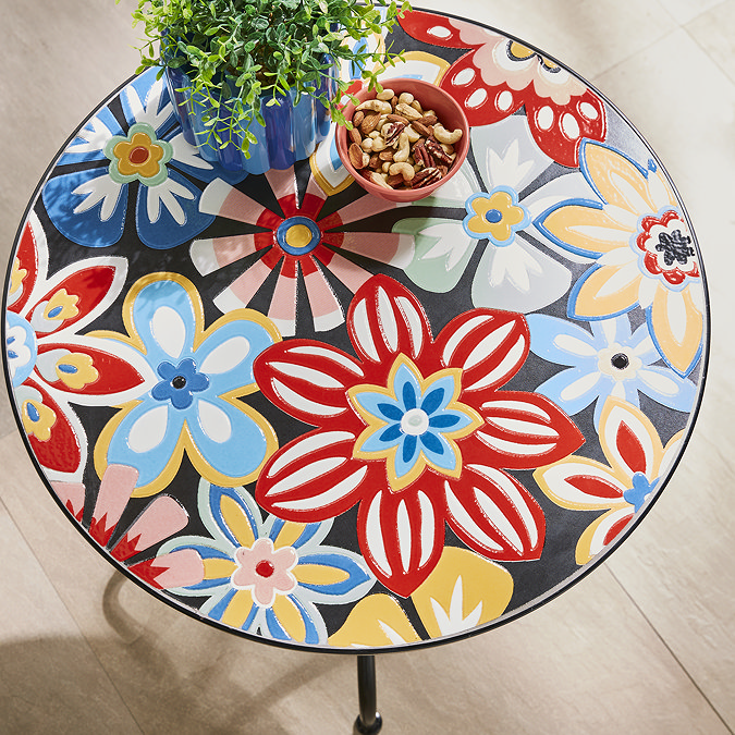 close up image of mosaic pattern of 60cm bistro table
