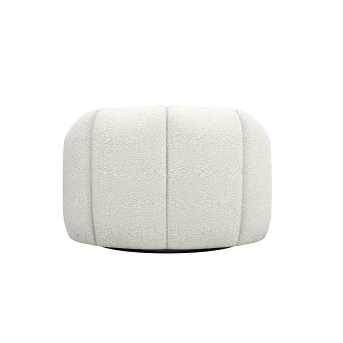 back cut out image of ivory boucle swivel chair