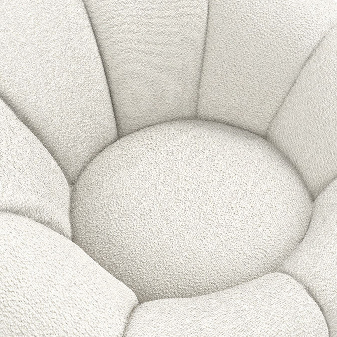 close up on boucle ivory seat of swivel chair