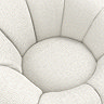 close up on boucle ivory seat of swivel chair