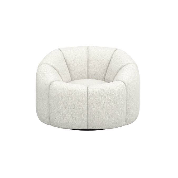 front on cut out image of ivory boucle swivel chair