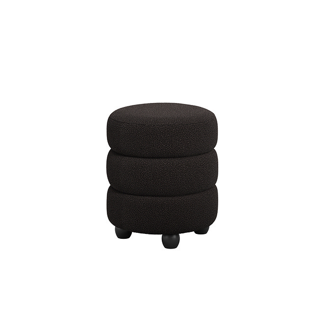 cut out image of black boucle pouffe