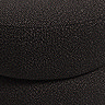 close up image of black boucle material of pouffe