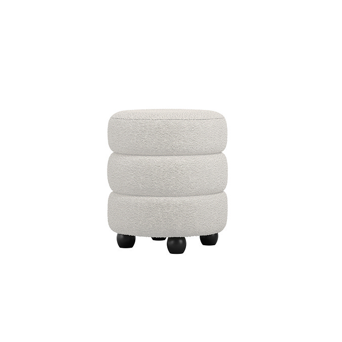 cut out image of ivory boucle pouffe