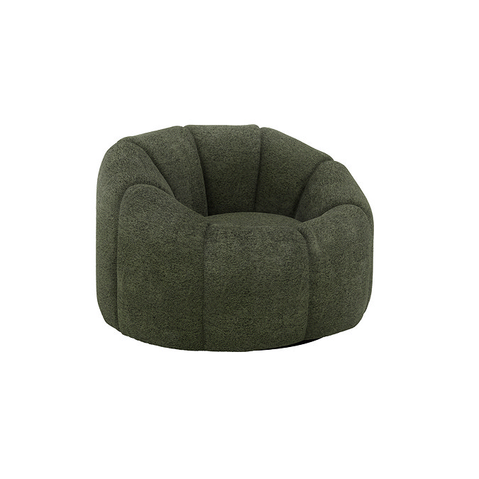 angled cut out image of basil green chenille boucle accent chair