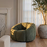 image of basil green chenille boucle swivel chair