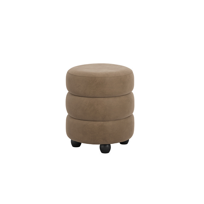angled cut out image of velvet pouffe in mole
