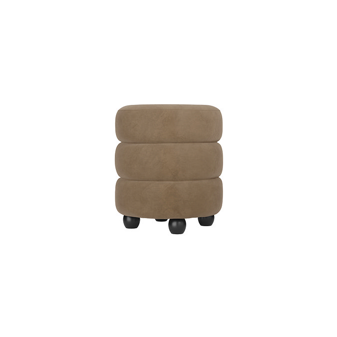 cut out image of mole coloured sculpted pouffe in velvet