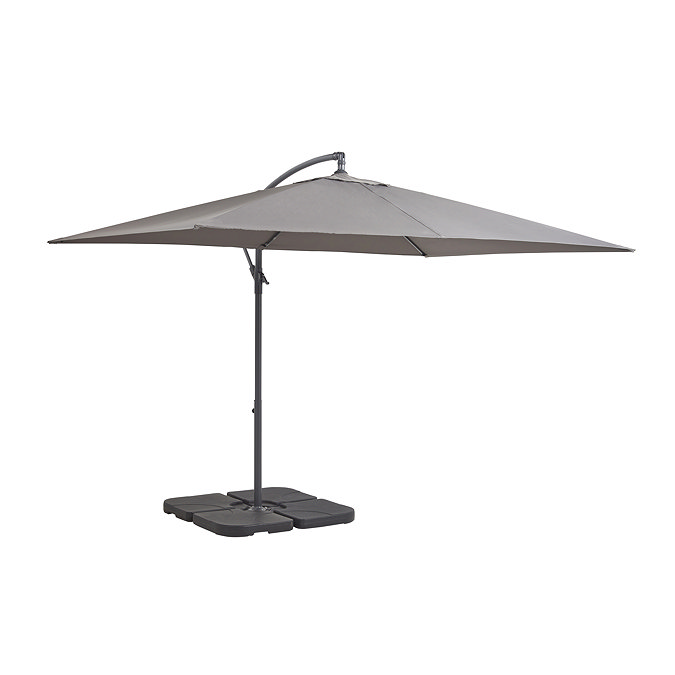 image cut out on white background of grey rectangular parasol open