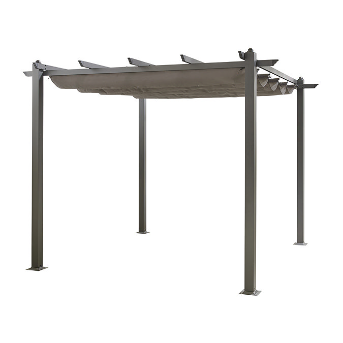 image cut out on white background of square retractable canopy gazebo