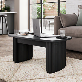 Flynn Wooden Fluted Coffee Table - Black main image