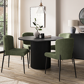 Flynn Wooden Fluted Round Dining Table - Black main image