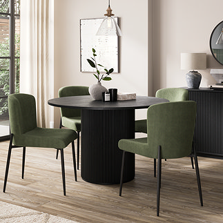 Flynn Wooden Fluted Round Dining Table - Black main image