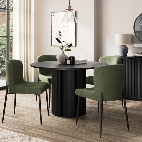 Flynn Wooden Fluted Round Dining Table - Black main image