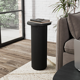 Flynn Wooden Fluted Side Table - Black main image