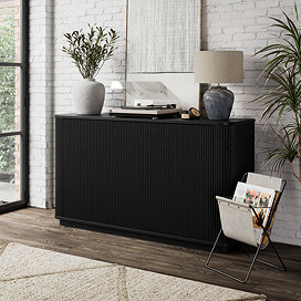 Flynn Wooden Fluted Sideboard - Black main image
