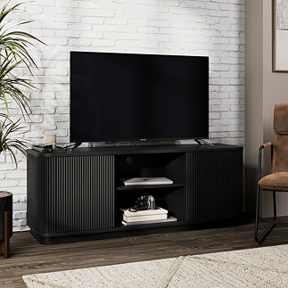 Flynn Wooden Fluted TV Unit - Black main image