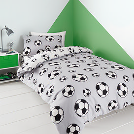 Football Fleece Duvet Cover Set Grey