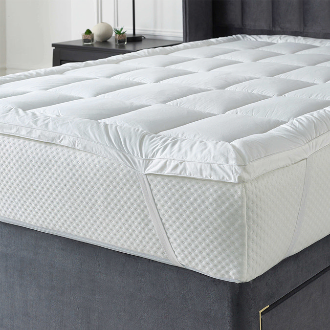 close up image of plush mattress topper
