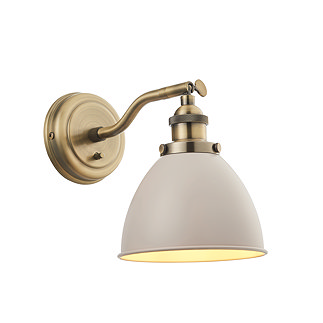 image cut out on white background of taupe and brass wall light