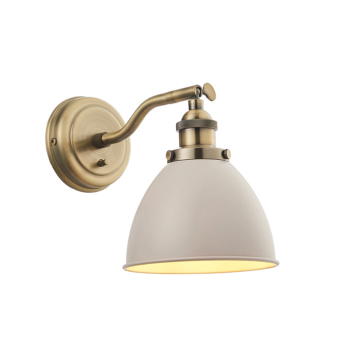image cut out on white background of taupe and brass wall light
