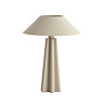image cut out on white background of matt beige sculptural lamp with shade