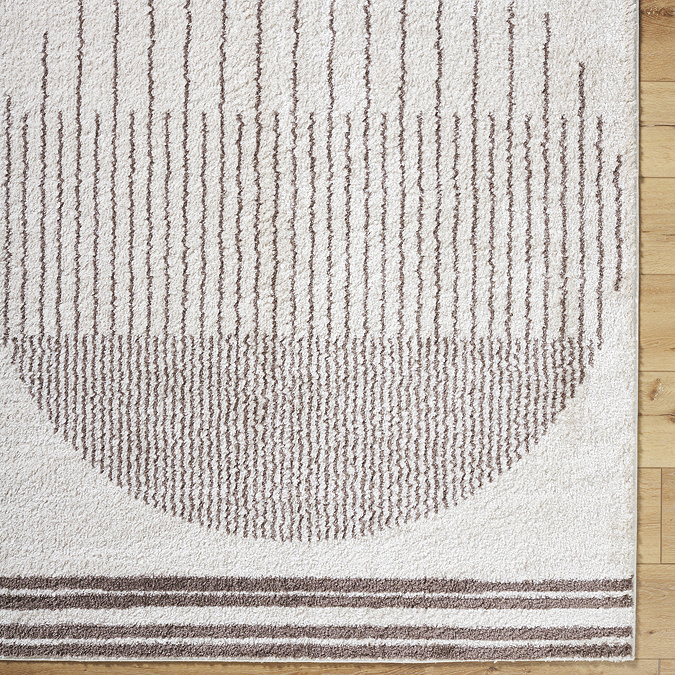 close up image of brown and cream soft rug