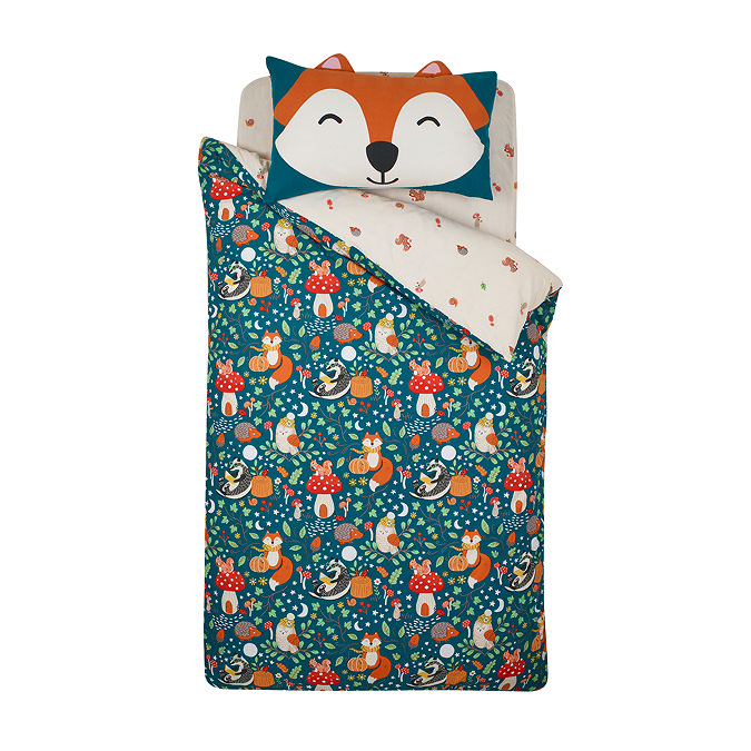 Fox and woodland friend duvet cover set front image 6