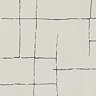close up swatch image of soft ivory rug with black line design