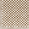 close up swatch image of ivory and brown checkered soft rug