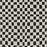 close up swatch image of ivory and black checkered abstract soft rug