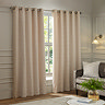 Galaxy Eyelet Curtains in Blush image of them hanging over a window