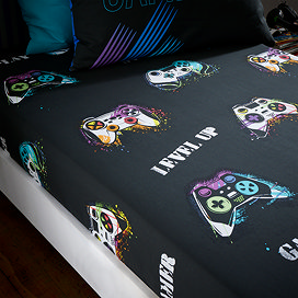 Game Over Fitted Sheet - Black