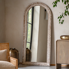 Genoa Wooden Arched Floor Mirror - White main image