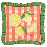 Gingham Citron 43x43cm Feather Cushion in multi image