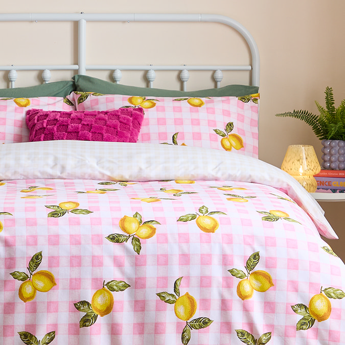 Gingham Lemons duvet cover set