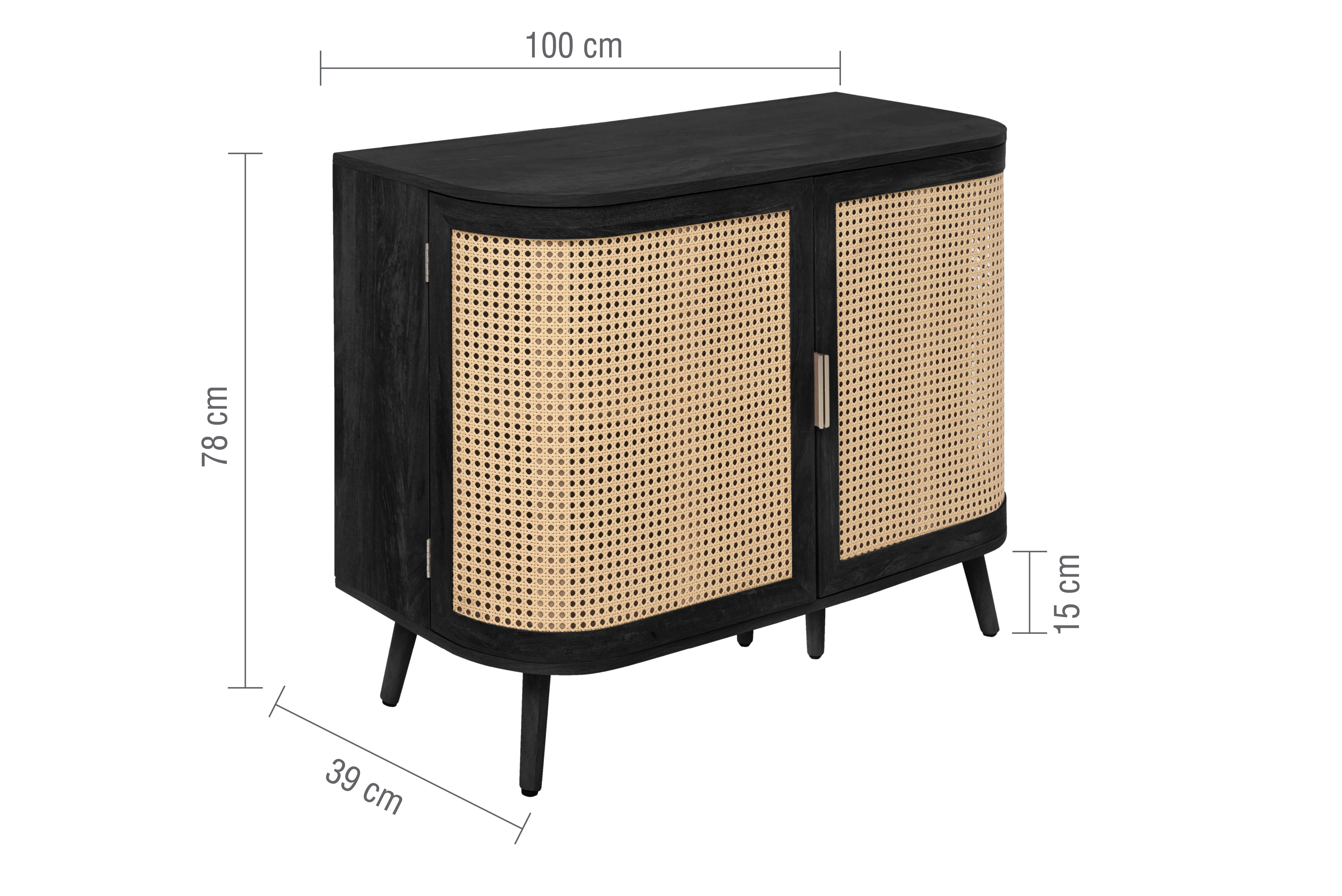 line dimensions image cut out on white background for 2 door sideboard